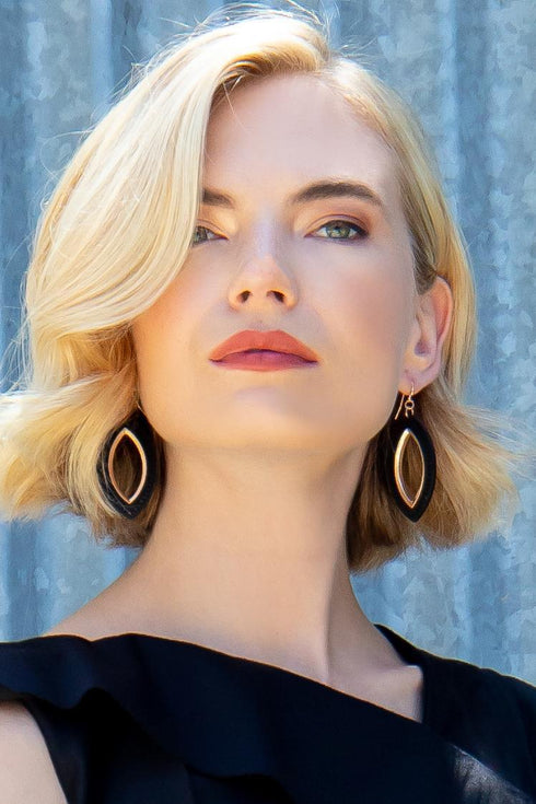 Wood Laser Cut Leaf Earrings